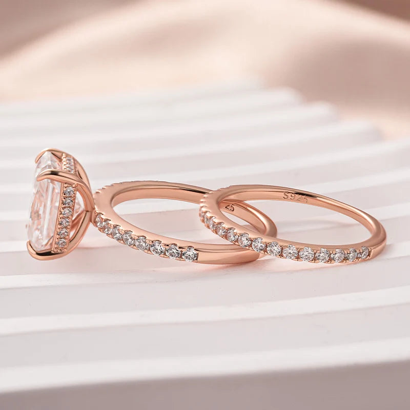 Moissanite Radiant Cut Wedding Ring Set