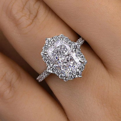 Gorgeous Halo Radiant Cut Engagement Ring