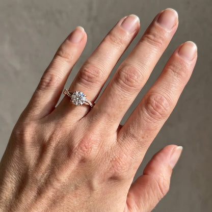 Twist Round Cut Engagement Ring In Sterling Silver For Bridal & Daily Wear