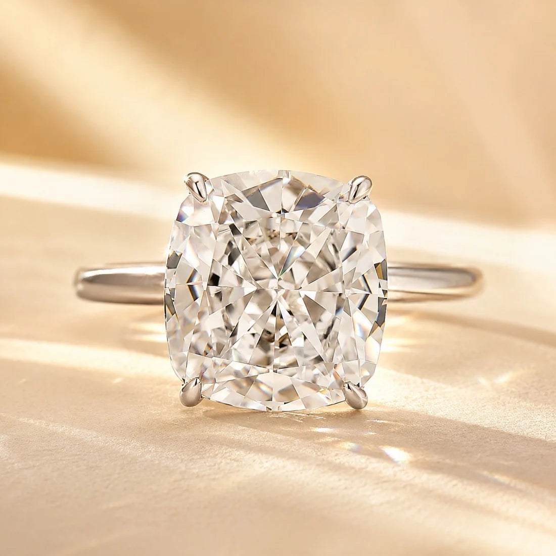 Cushion Cut Engagement Ring In Sterling Silver