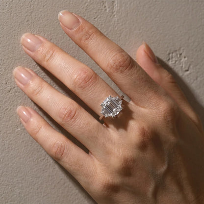 Emerald Cut Three Stone Engagement Ring