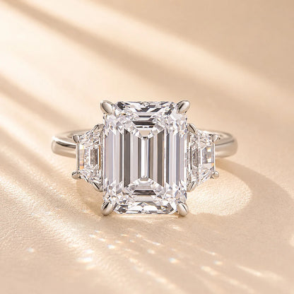 Emerald Cut Three Stone Engagement Ring