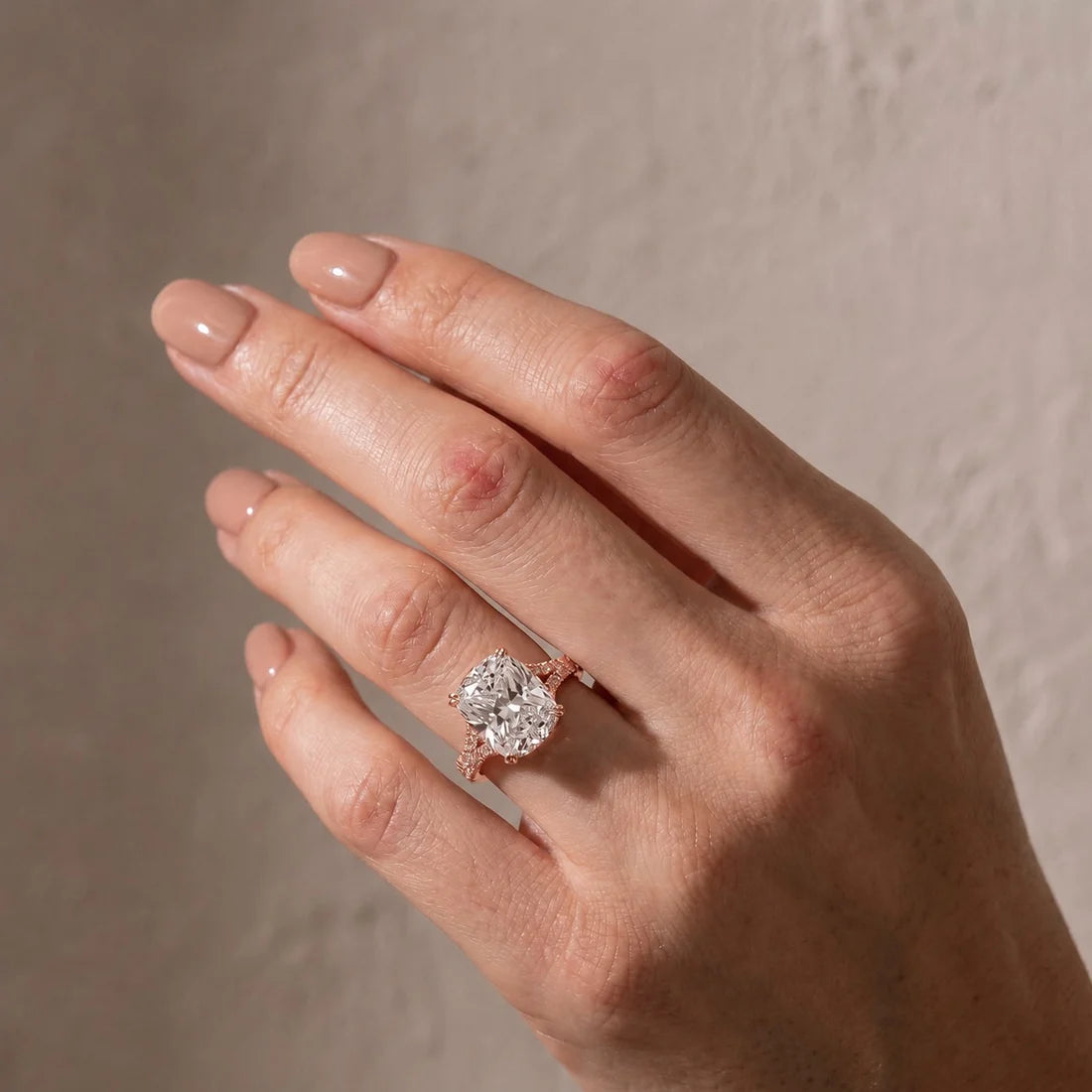 Split Shank Cushion Cut Engagement Ring
