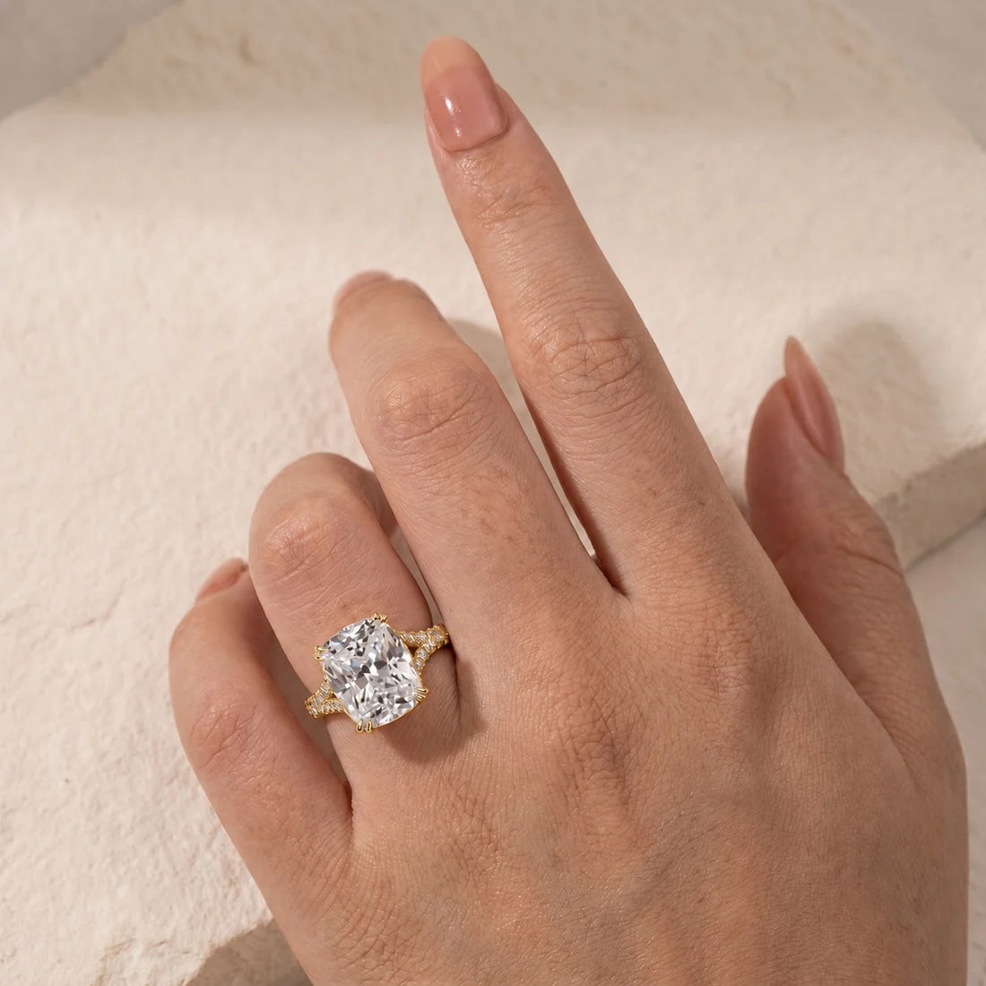 Split Shank Cushion Cut Engagement Ring