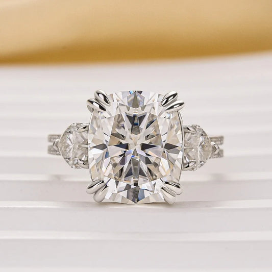 Cushion Cut Three Stone Engagement Ring