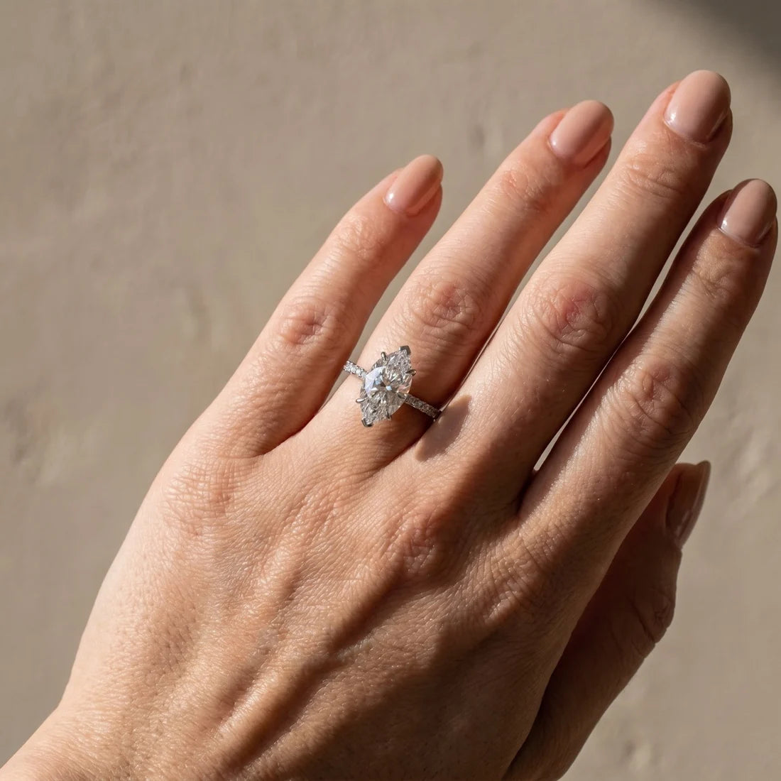 Marquise Cut Half Eternity Engagement Ring