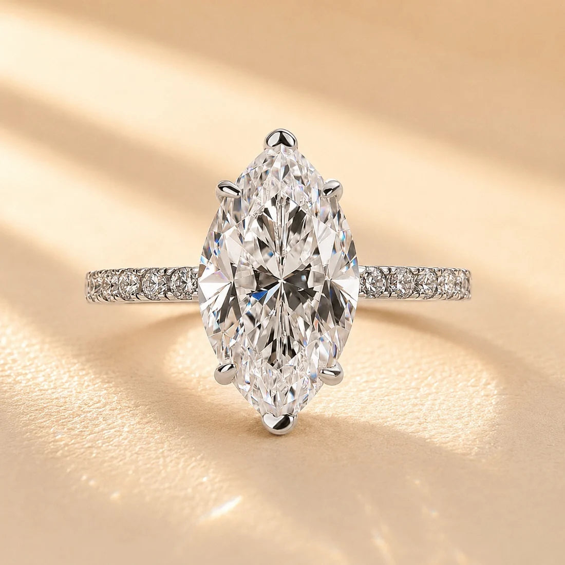 Marquise Cut Half Eternity Engagement Ring