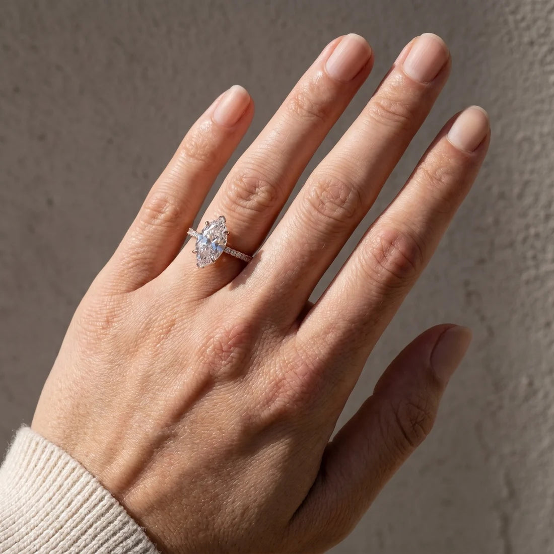 Marquise Cut Half Eternity Engagement Ring