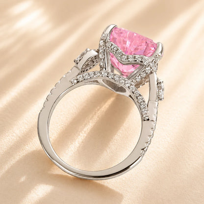 Pink Stone Heart Cut Engagement Ring