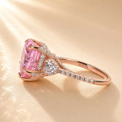 Pink Stone Heart Cut Engagement Ring