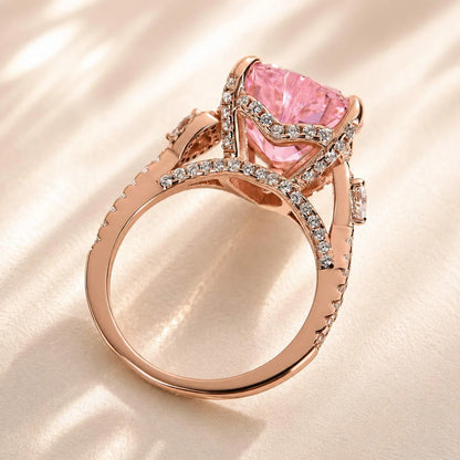 Pink Stone Heart Cut Engagement Ring