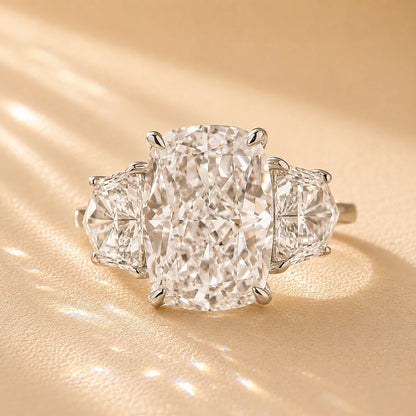 Three Stone Cushion Cut Engagement Ring