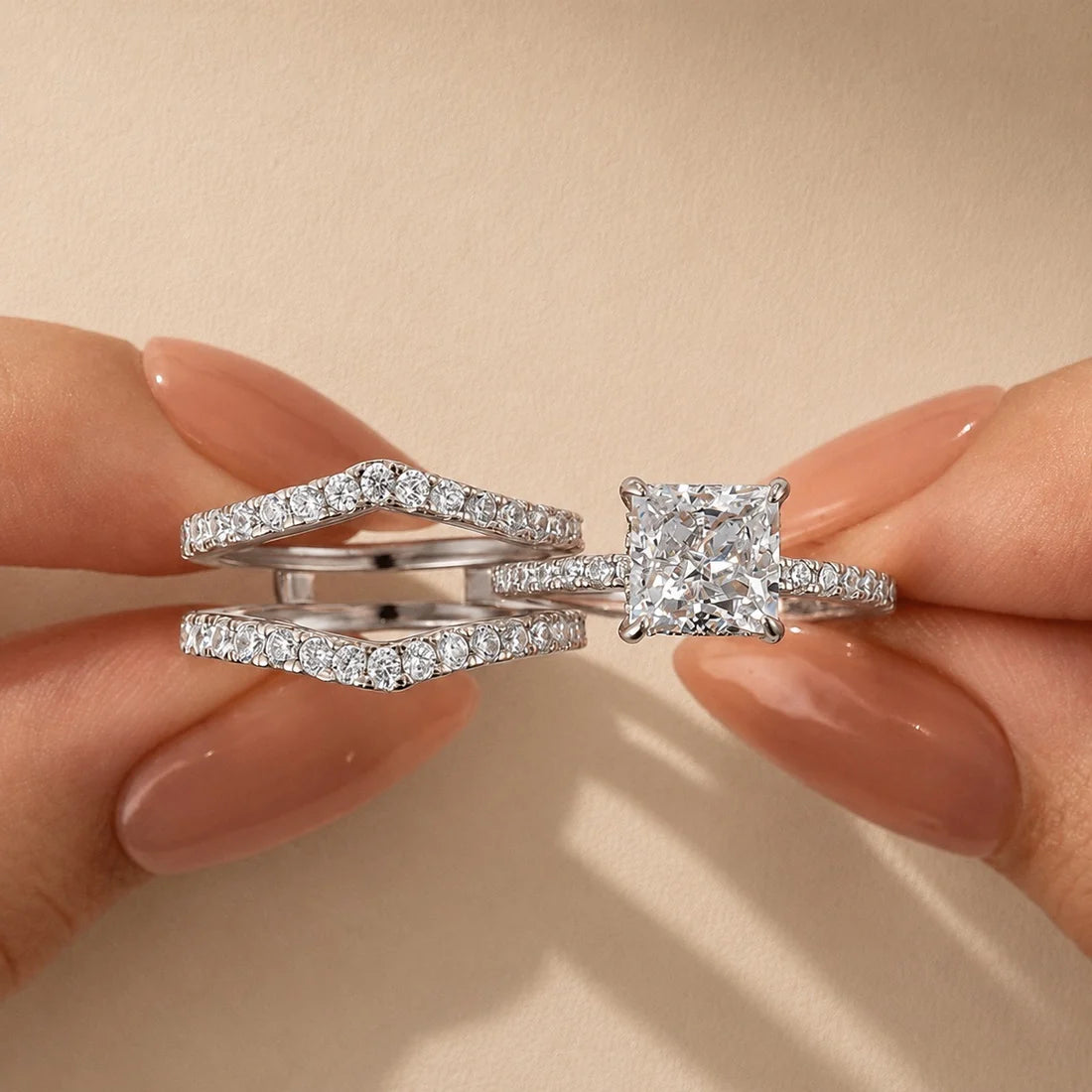 Princess Cut 2PC Wedding Ring Set for Women