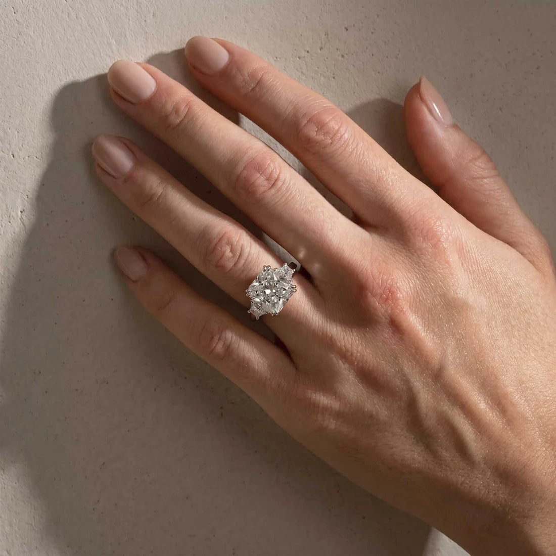 Crushed Ice Three Stone Engagement Ring