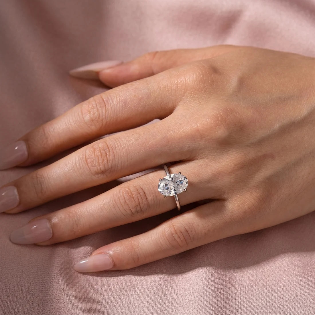 Oval Cut Hidden Halo Engagement Ring