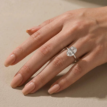 Oval Cut Hidden Halo Engagement Ring