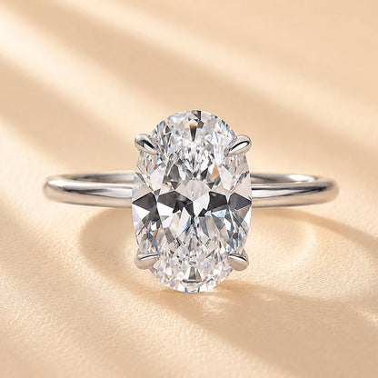 Oval Cut Hidden Halo Engagement Ring