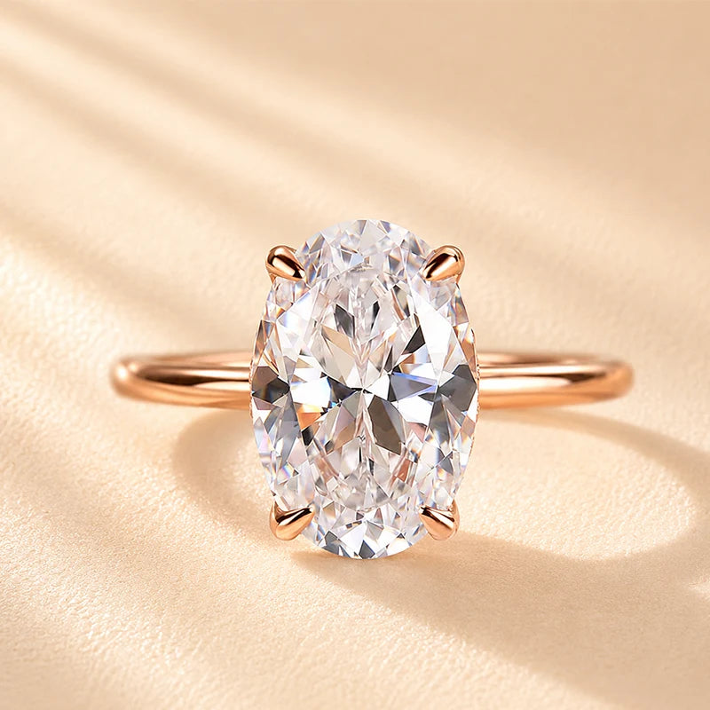 Oval Cut Hidden Halo Engagement Ring