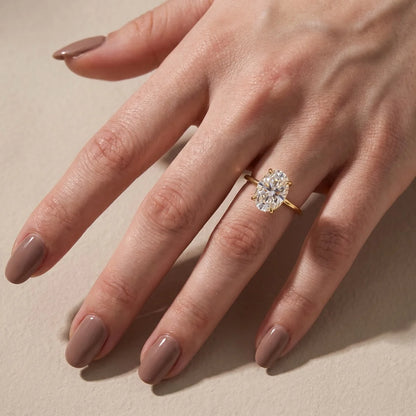 Oval Cut Hidden Halo Engagement Ring