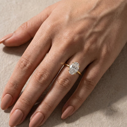 Oval Cut Hidden Halo Engagement Ring