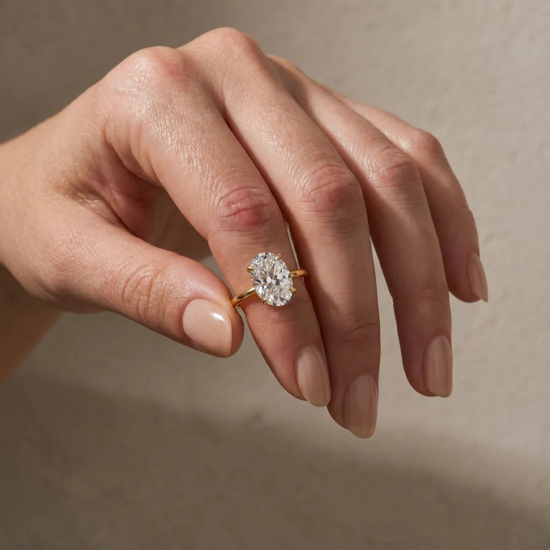 Oval Cut Hidden Halo Engagement Ring