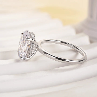 Oval Cut Hidden Halo Engagement Ring