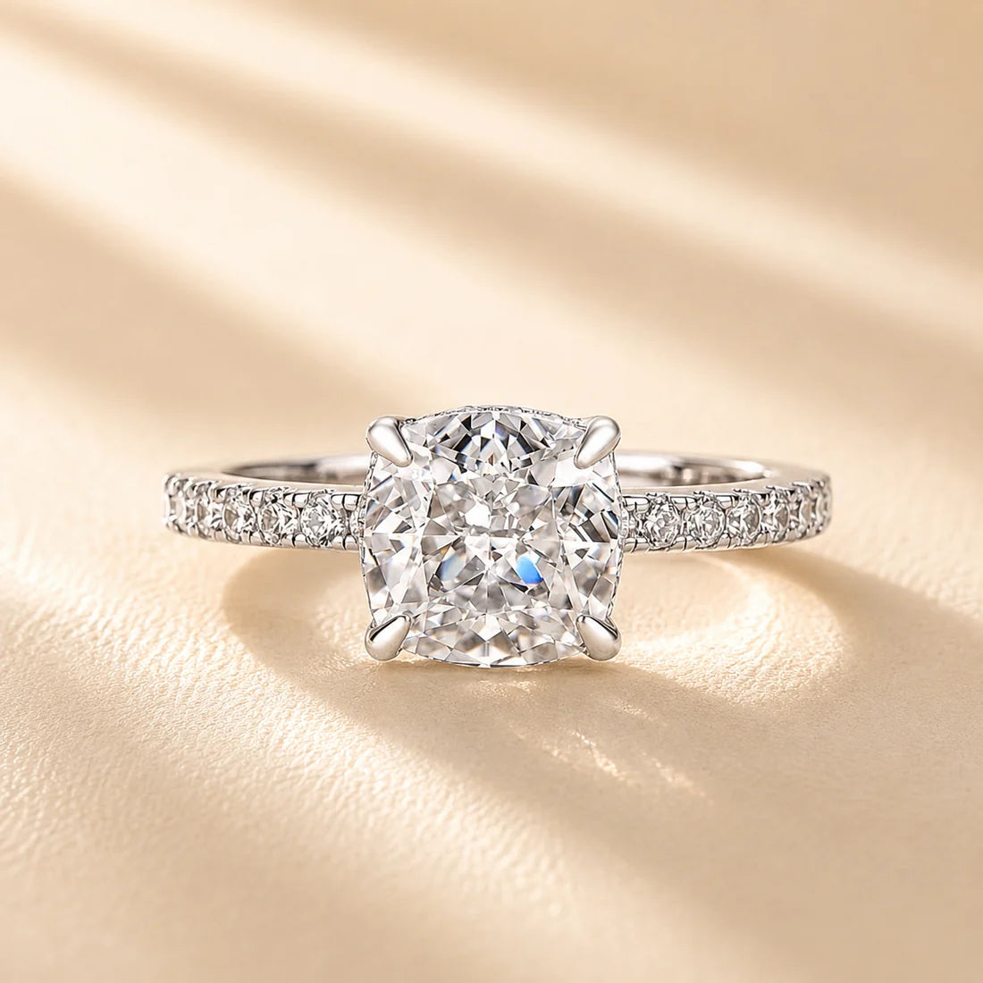 Cushion Cut White Sapphire Women's Engagement Ring