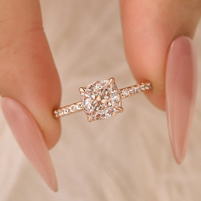 Cushion Cut White Sapphire Women's Engagement Ring