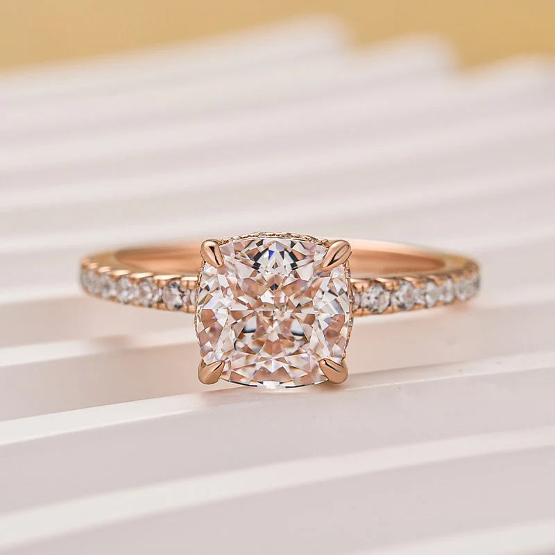 Cushion Cut White Sapphire Women's Engagement Ring