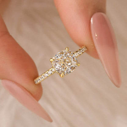 Cushion Cut White Sapphire Women's Engagement Ring