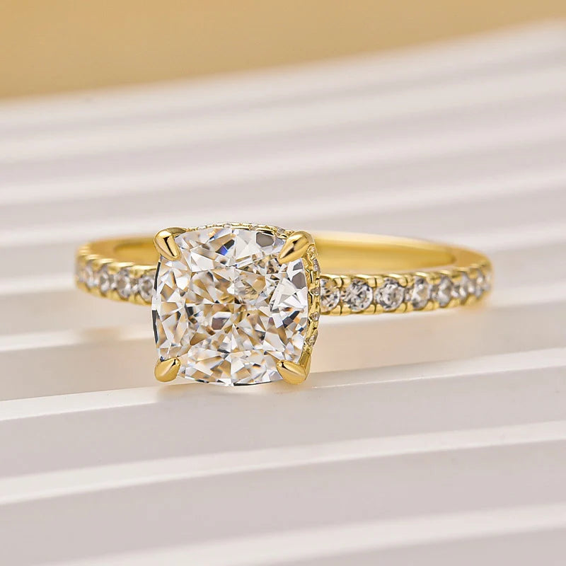 Cushion Cut White Sapphire Women's Engagement Ring