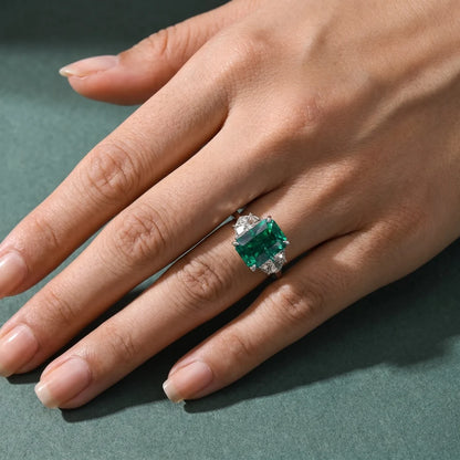 Paraiba Tourmaline Radiant Cut Three Stone Engagement Ring