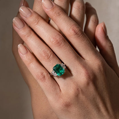 Paraiba Tourmaline Radiant Cut Three Stone Engagement Ring