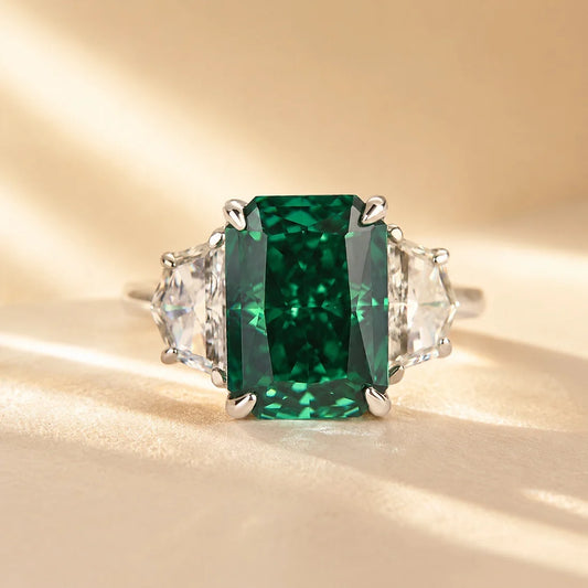 Paraiba Tourmaline Radiant Cut Three Stone Engagement Ring