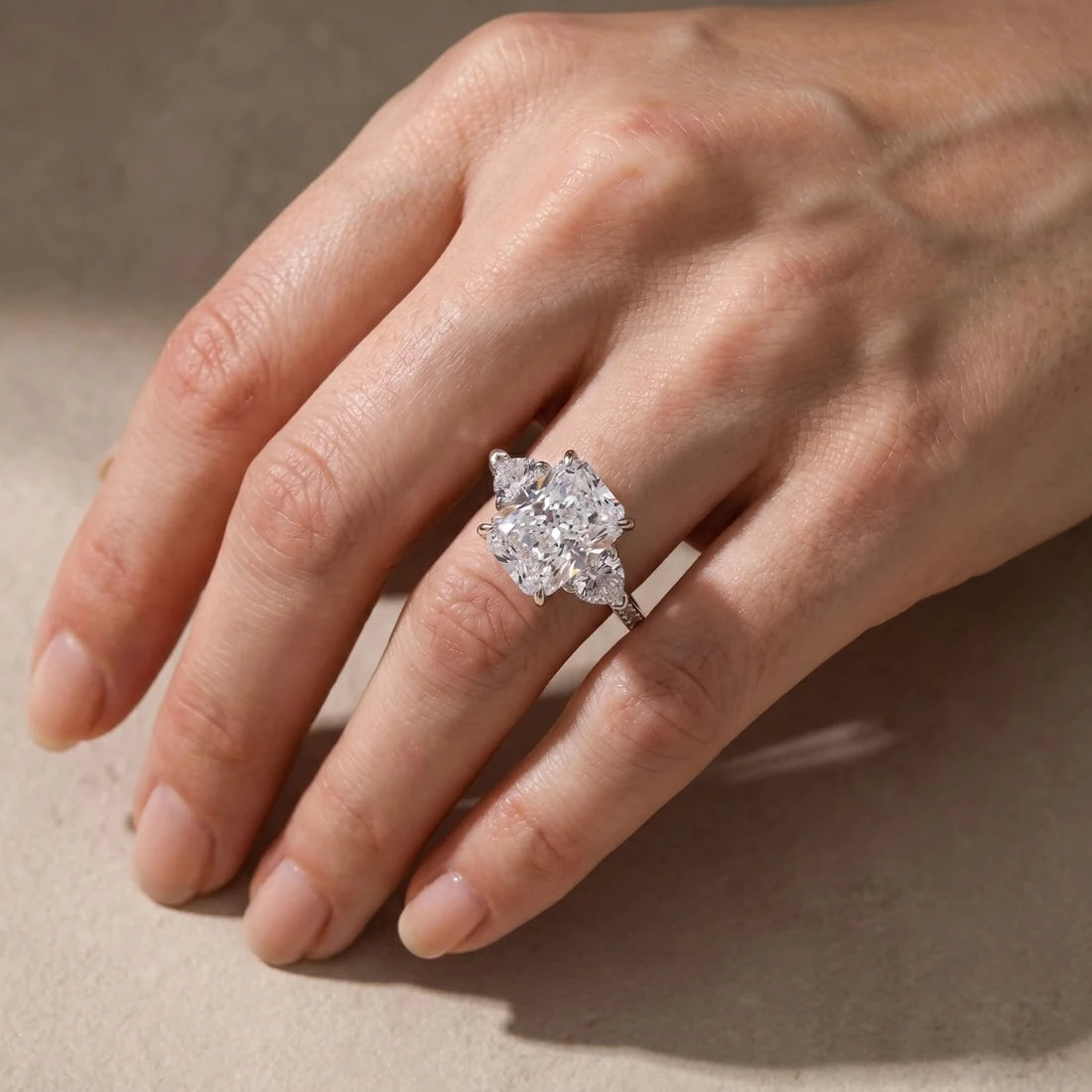 Radiant Cut Three Stone Engagement Ring