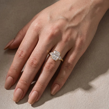Radiant Cut Three Stone Engagement Ring