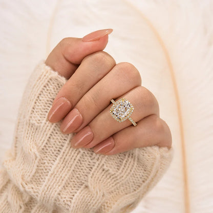 Luxurious Halo Cushion Cut Engagement Ring