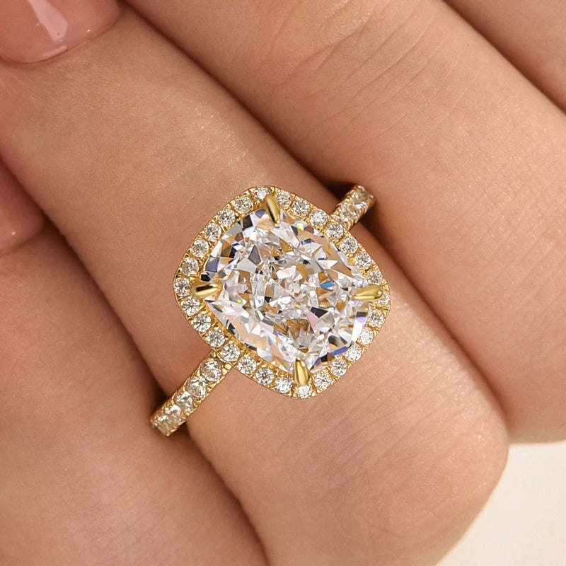 Luxurious Halo Cushion Cut Engagement Ring
