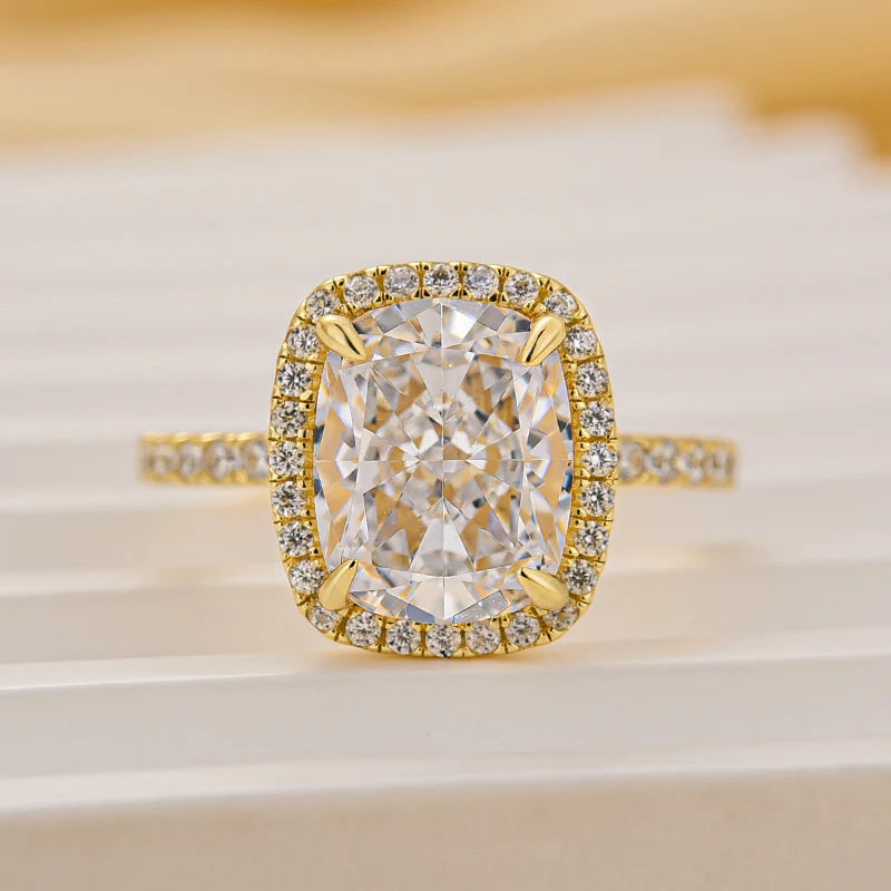 Luxurious Halo Cushion Cut Engagement Ring