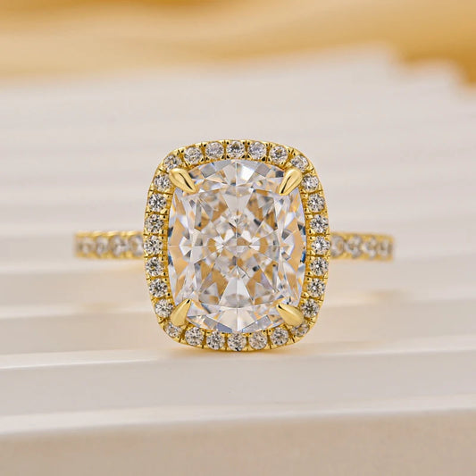 Luxurious Halo Cushion Cut Engagement Ring