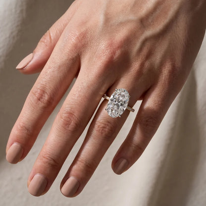 Luxurious Two Tone Oval Cut Engagement Ring