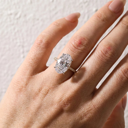 Luxurious Two Tone Oval Cut Engagement Ring