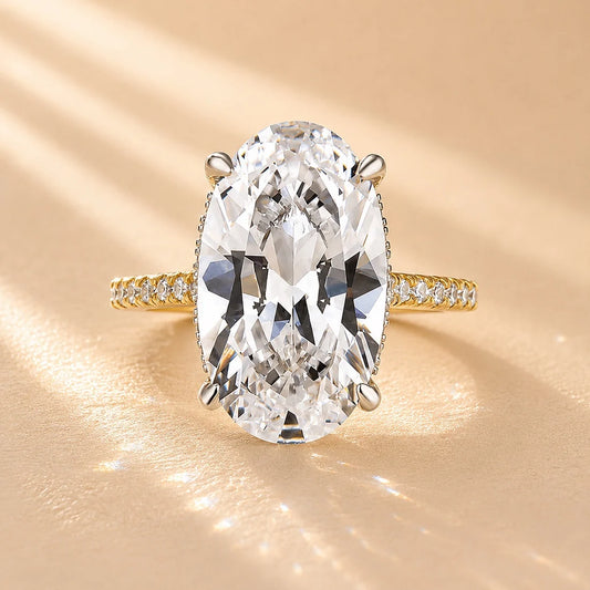 Luxurious Two Tone Oval Cut Engagement Ring