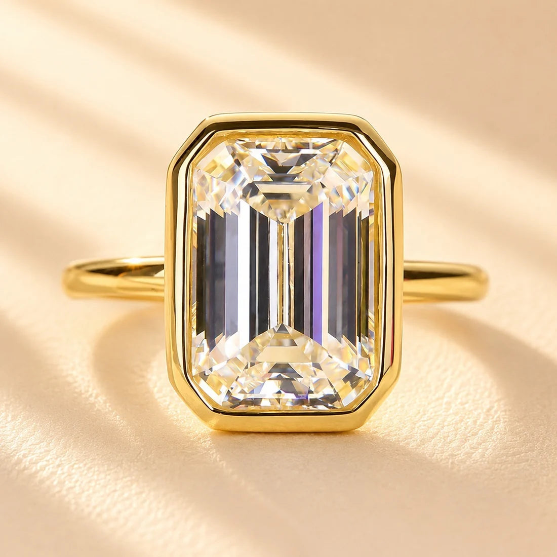 Emerald Cut Bezel Engagement Ring