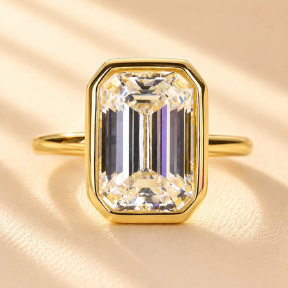 Emerald Cut Bezel Engagement Ring