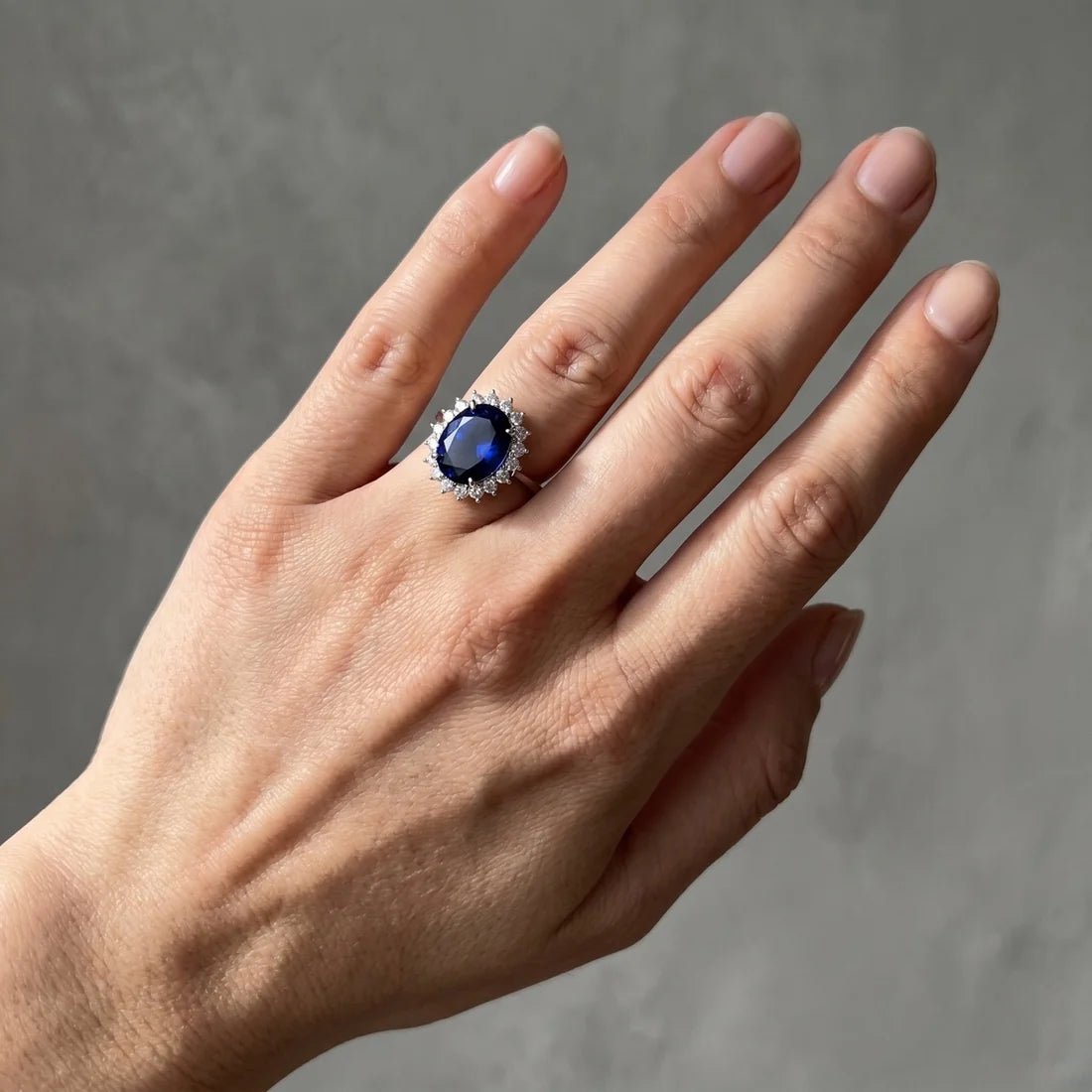 Oval Cut Halo Sapphire Ring