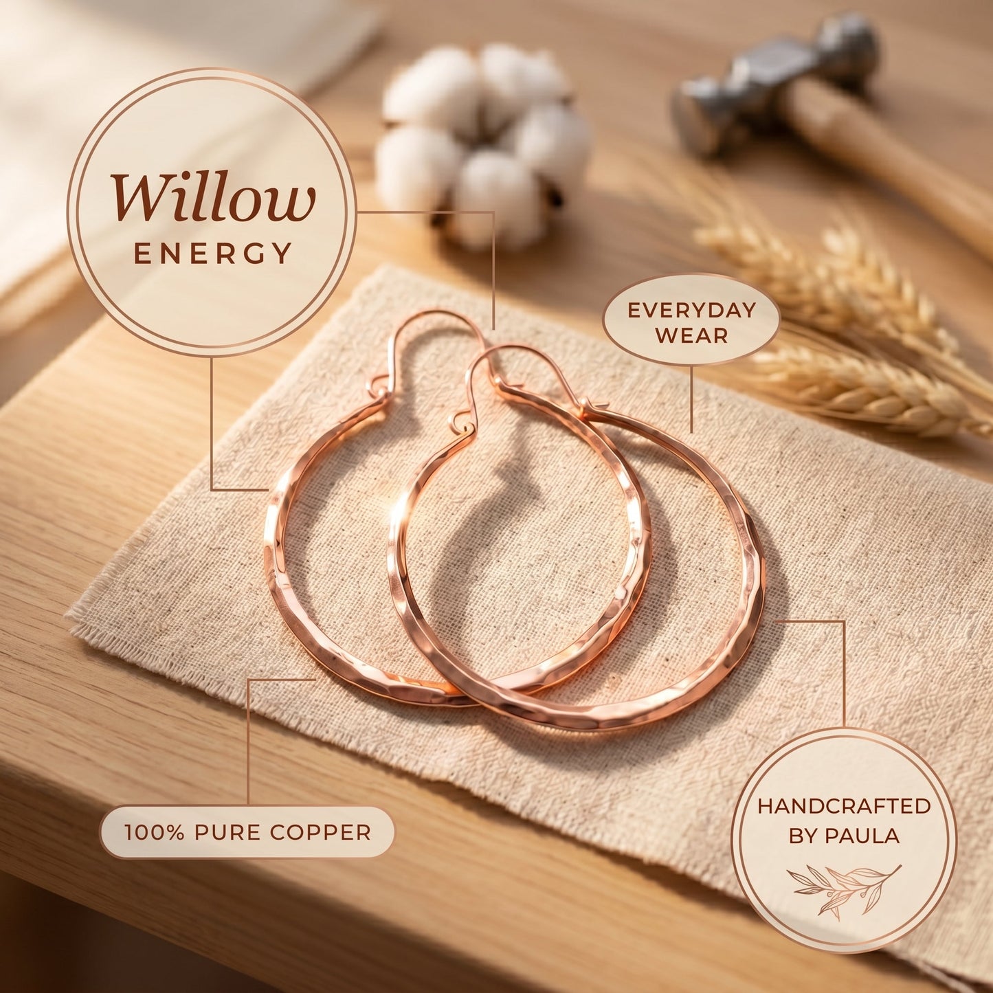 Zarino's Willow Copper Earrings