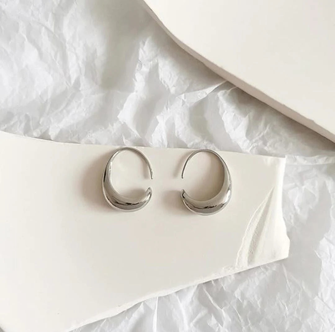 Oval Hoop Gold and Silver Earrings