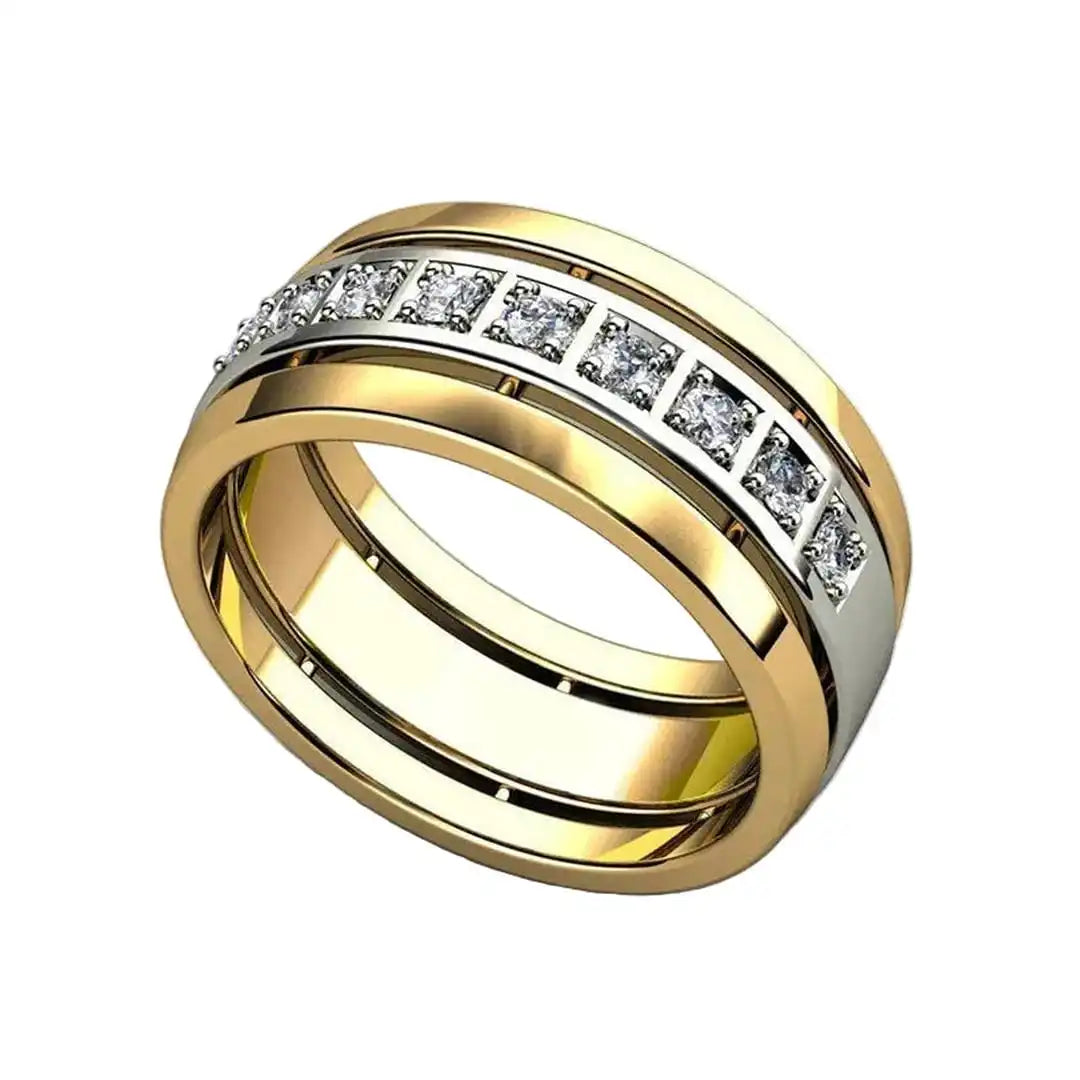Two Tone Gold Cubic Zirconia Ring