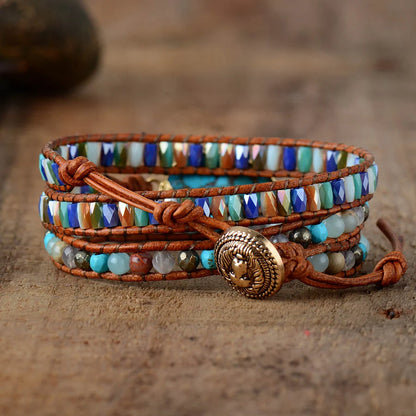 Handmade Turquoise Leather Bracelet